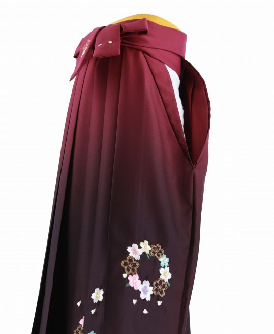 卒業式袴単品レンタル[刺繍]赤紫×濃い紫ぼかしに桜[身長140-144cm]No.48